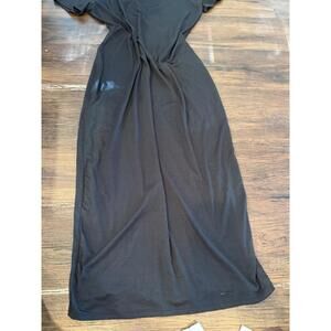 Women’s Black Maxi Dress Size M Short Sleeve Stretch Casual Long Dress Unbranded